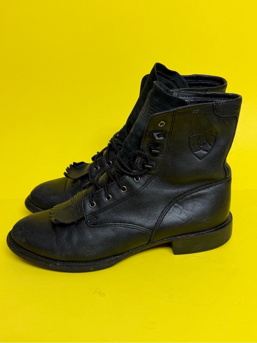 Ariat  Paddock Western 33501 Heritage Lacers Black Leather Boots Women Size 8 B